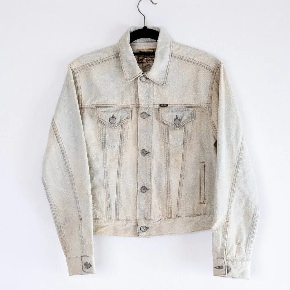 Polo Ralph Lauren Womens Jacket Blue Stone Wash Denim Distressed Trucker NWOT XS - Picture 6 of 7